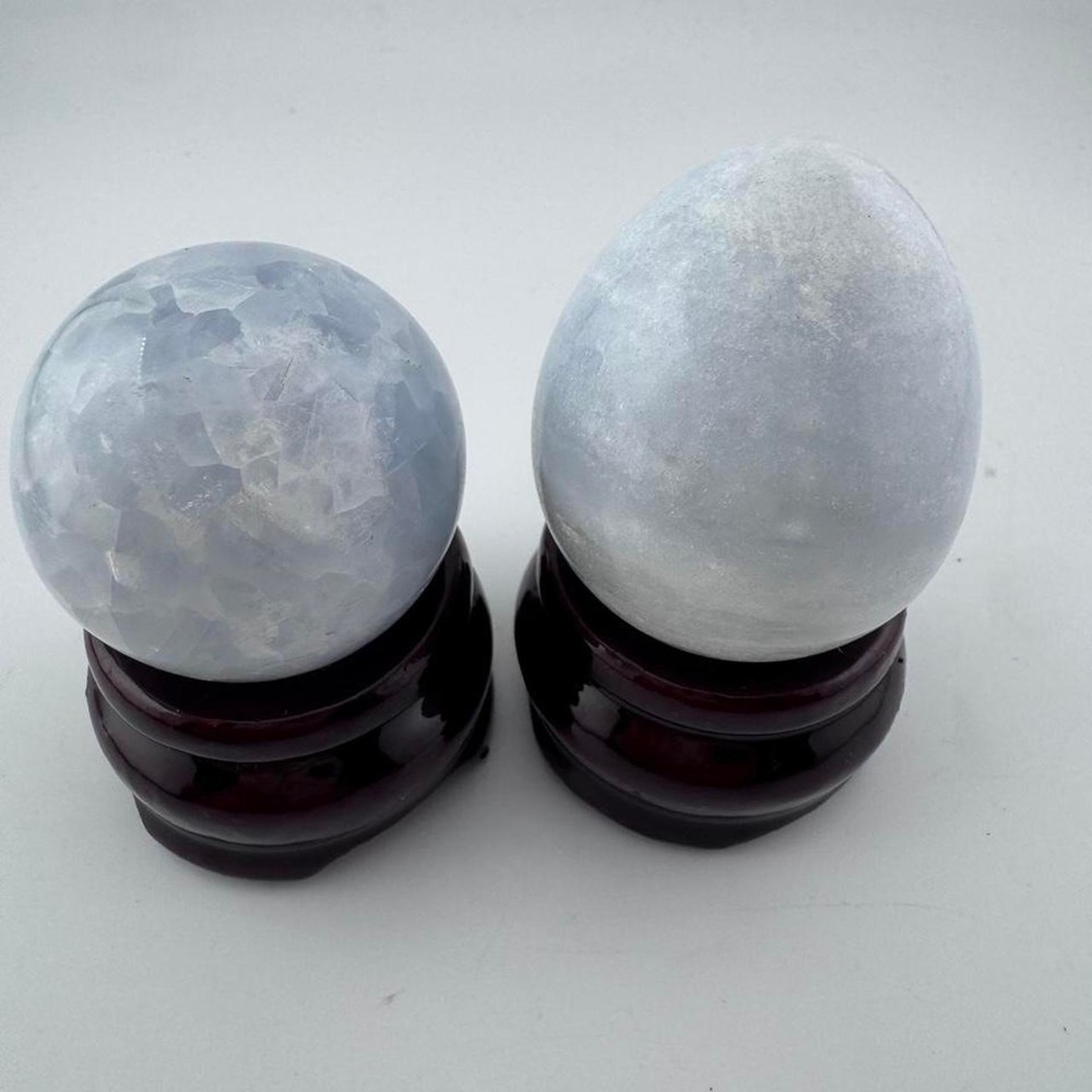 Celestite Sphere and Egg Crystal bundle